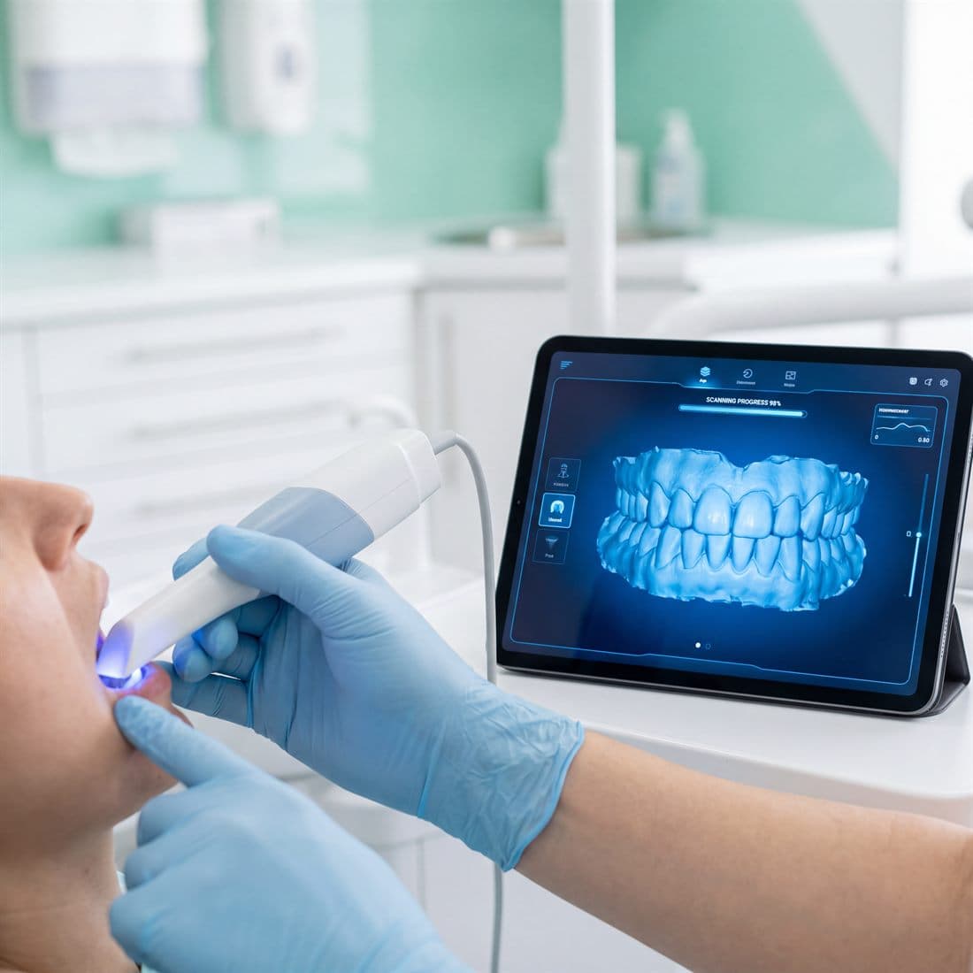 Digital 3D dental scanner in use